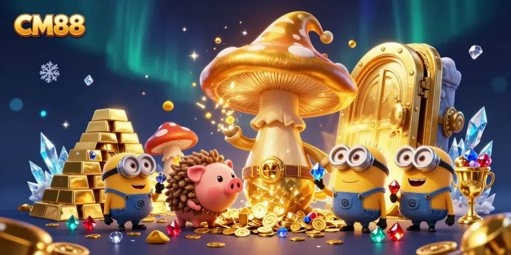 CM88 brings fortune with enchanting characters and treasure-filled magic in this vibrant casino scene.