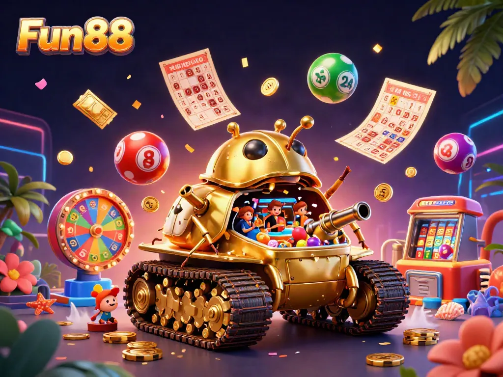 Experience thrilling wins at Fun 88 with a dynamic casino scene filled with excitement and action.