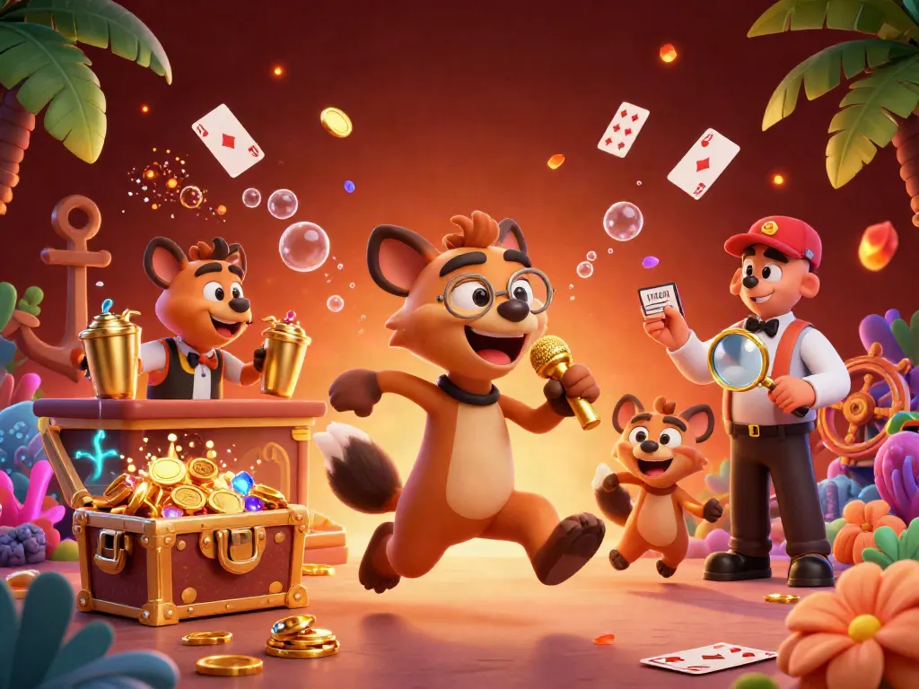 Experience 123B's vibrant casino scene with hyenas entertaining and dynamic gaming elements adding thrill.