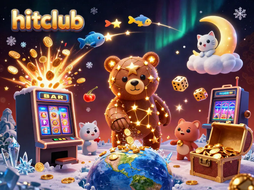Engage with hitclub's vibrant casino scene featuring jackpot elements and cosmic characters.