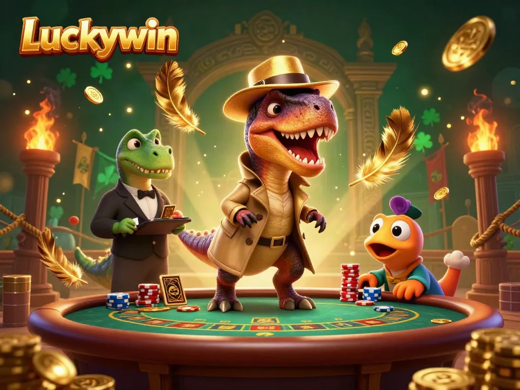 Experience the thrill at Luckywin with a dinosaur-themed blackjack table full of action.