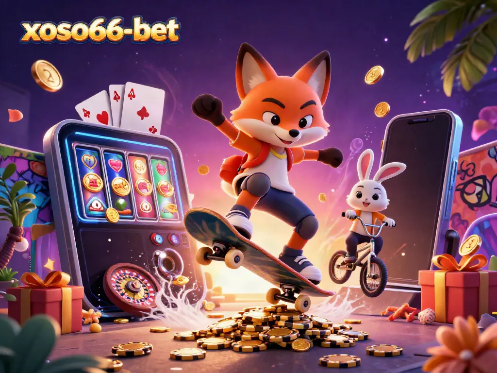 Engaging 3D scene featuring xoso66-bet characters in an exciting casino backdrop.
