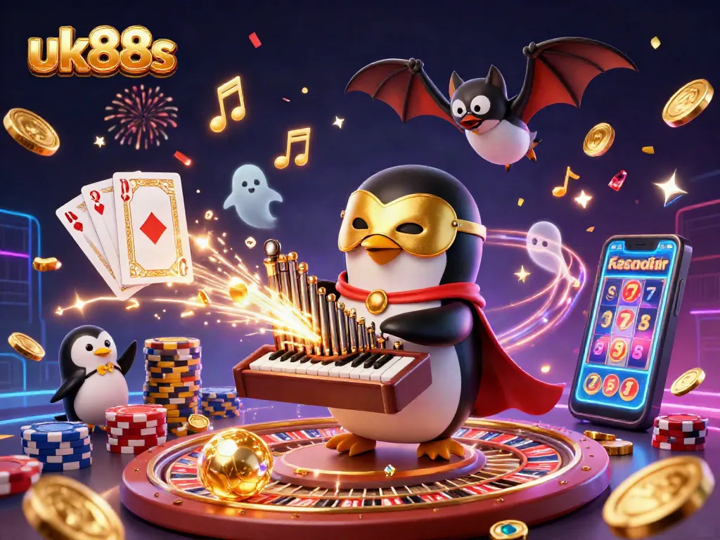 Engage in thrilling gameplay with uk88s as the penguin plays golden notes and coins rain down.