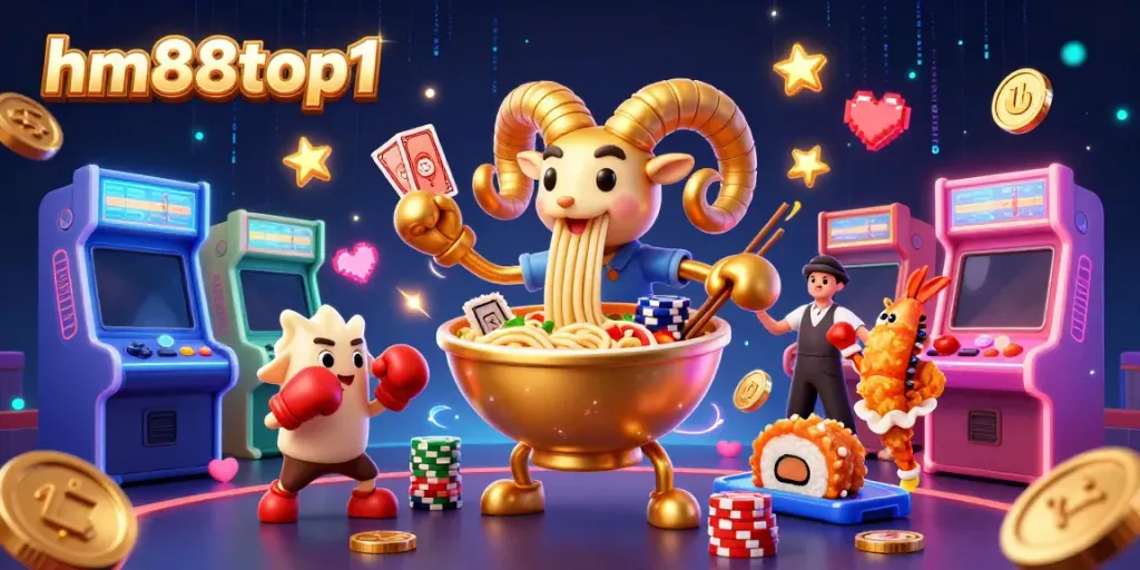 Engage in an exciting casino showdown at hm88top1 featuring vibrant characters and gaming elements.
