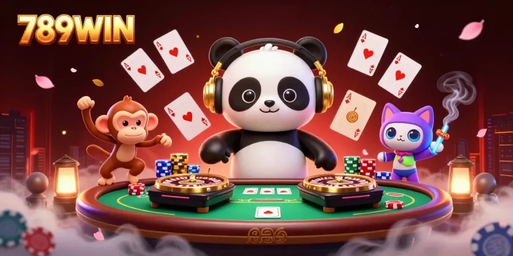 Experience the thrill of 789WIN with a vibrant 3D casino scene featuring lively characters and dynamic gaming elements.