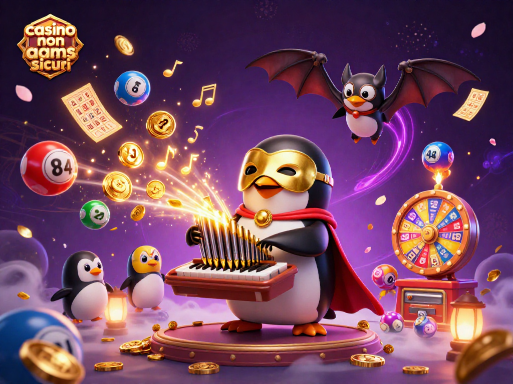 Scopri i casinò non AAMS sicuri con un pinguino fantasma che suona un organo spara-monete.