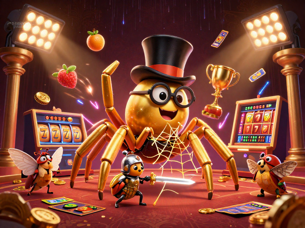Scopri il mondo di casino non aams sicuri con un ragno d'oro e un cavaliere in un'avventura tra i giochi.