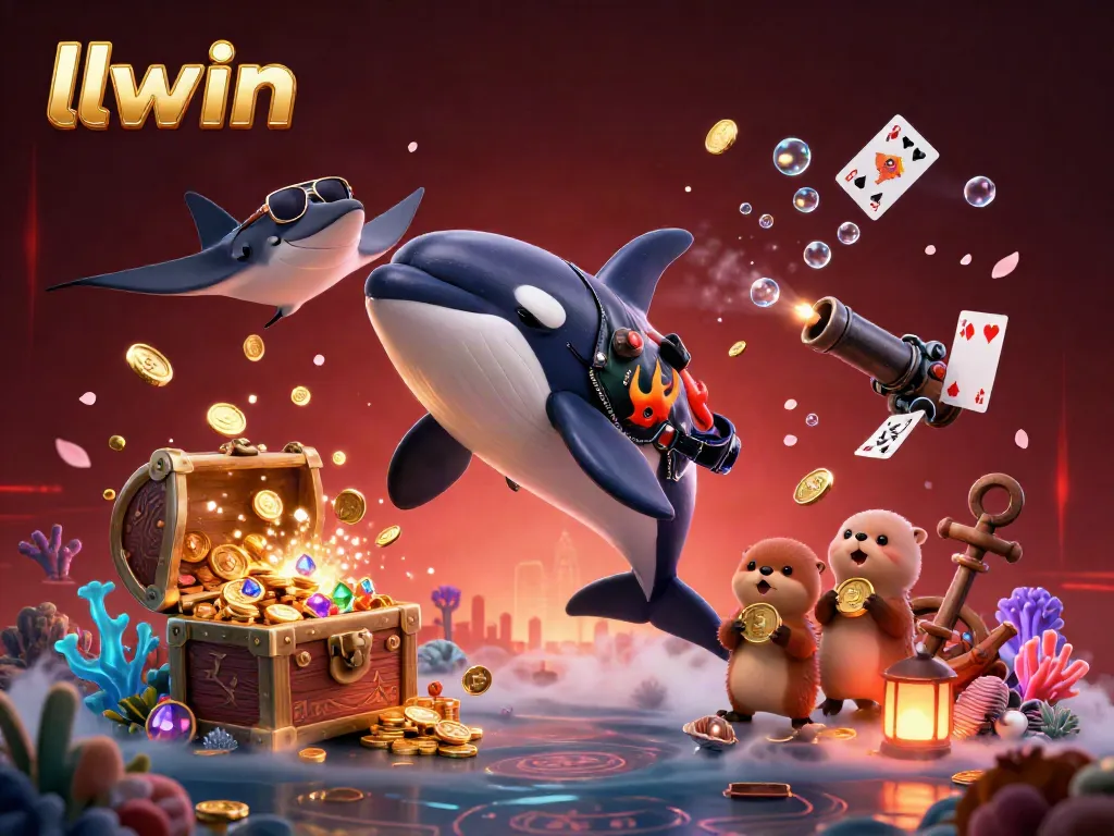 Play and win with llwin's thrilling gaming features showcased in a vibrant underwater scene.