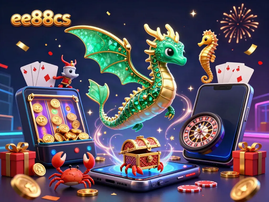 Play exciting games at ee88cs with a vibrant 3D sea dragon, representing a new era of online gambling adventure.