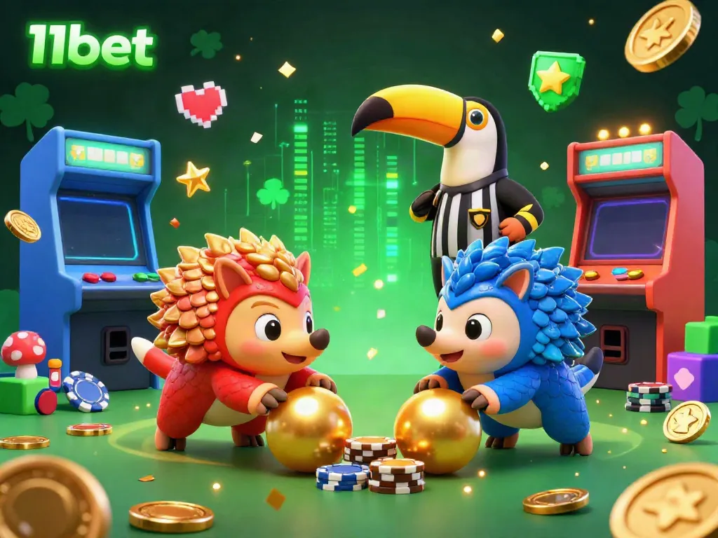 Engage in thrilling gameplay with 11bet's animated pangolins and sparkling casino elements.